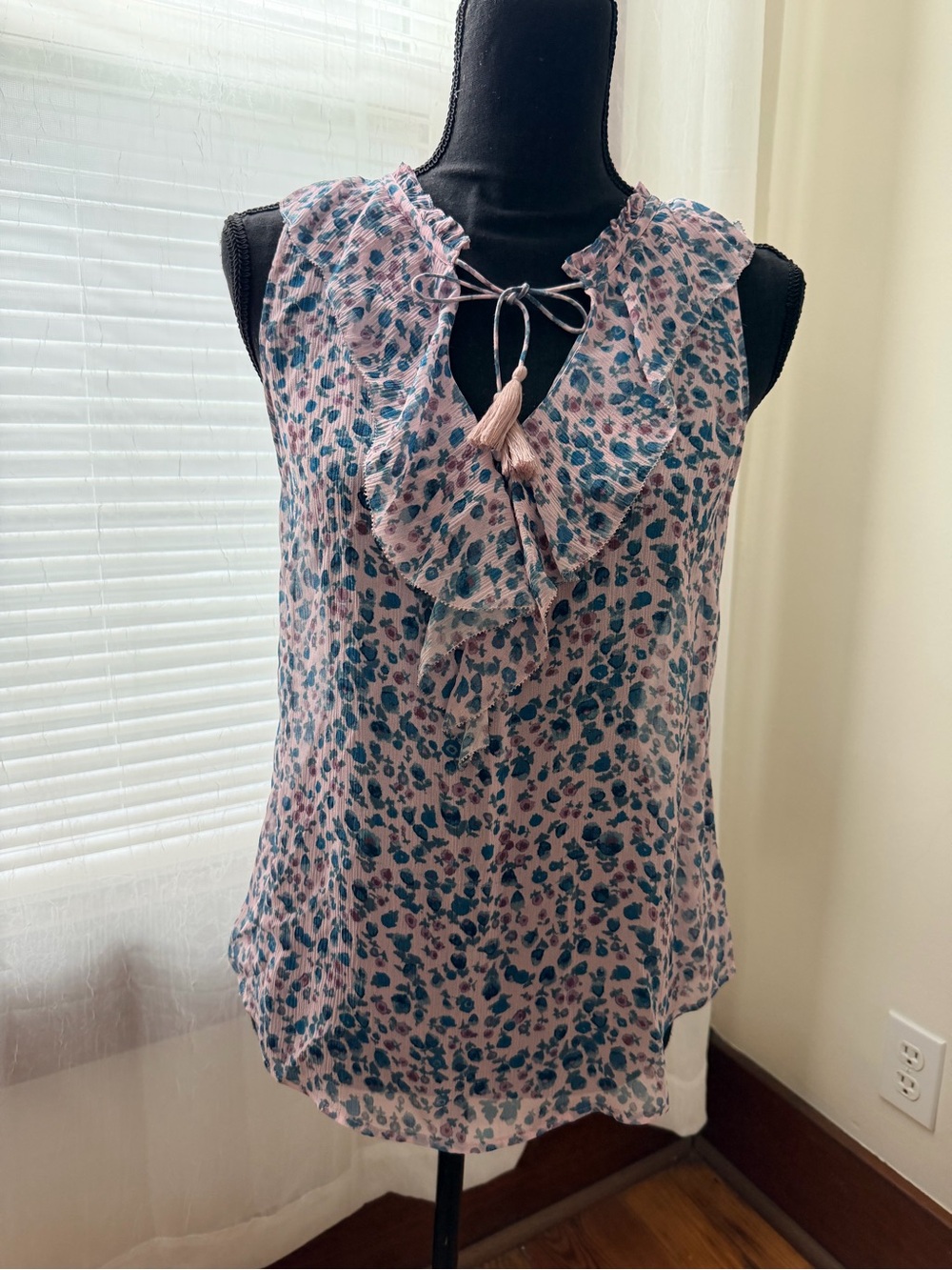 PAIGE Pink Floral Ruffle Tie-Front Camisole